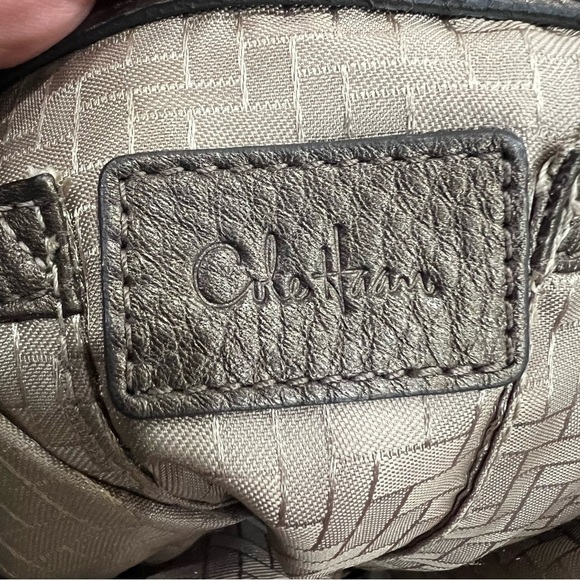 Cole Haan Womens Metallic Brown Leather Tassel Drawstring Satchel Handbag Bronze - Picture 7 of 16